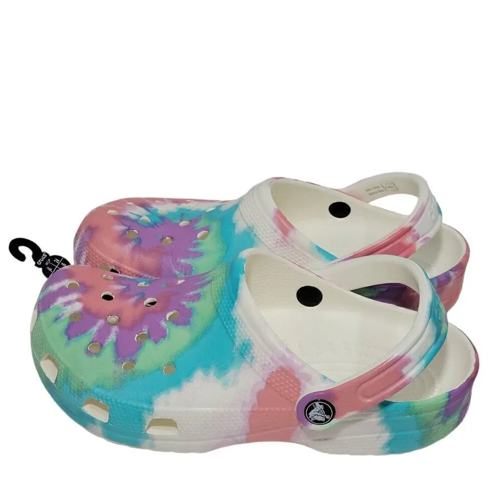 Crocs Clogs Jr Big Kid J6 Classic Tie Dye Multi Color Child 205451 Women 8 Men 6